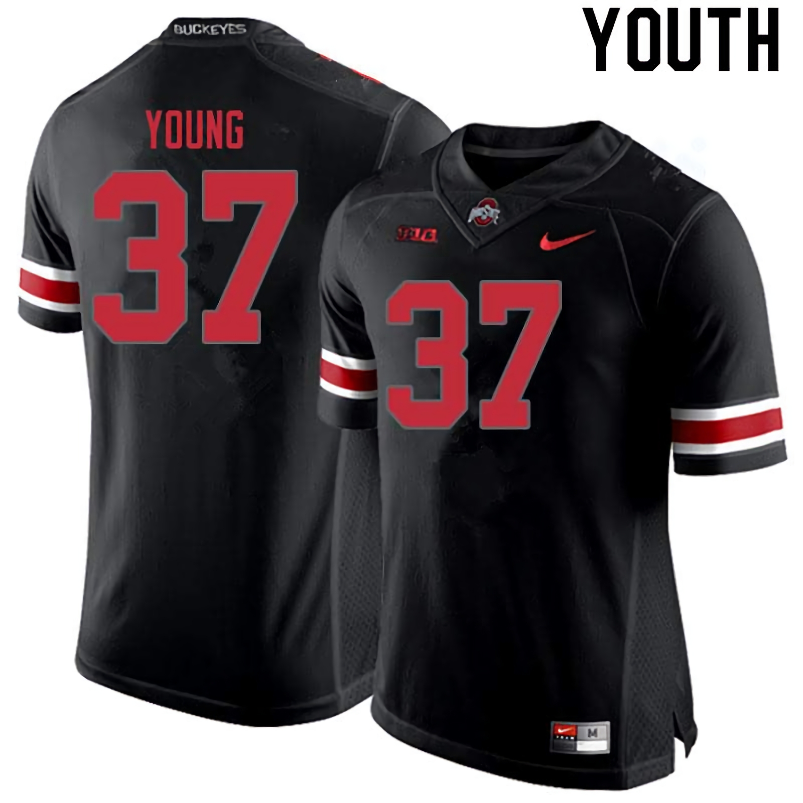Craig Young Ohio State Buckeyes Youth NCAA #37 Nike Blackout College Stitched Football Jersey SRE4556MV